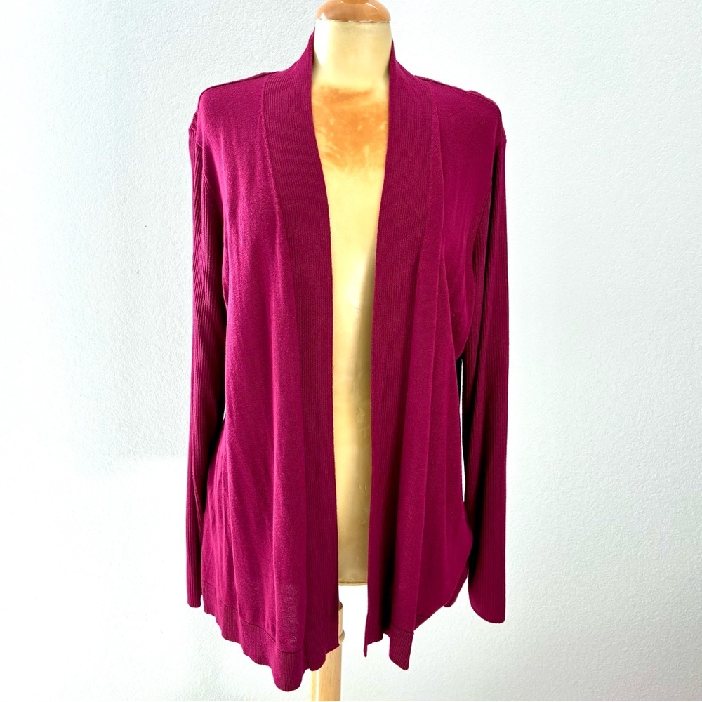 Preowned Liz Claiborne wine burgundy cardigan sweater women size 1x